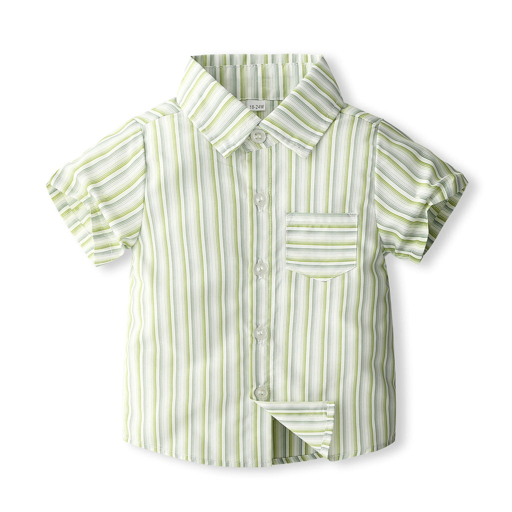 Ensemble deux pièces garçon – Chemise rayée & Short style Gentleman