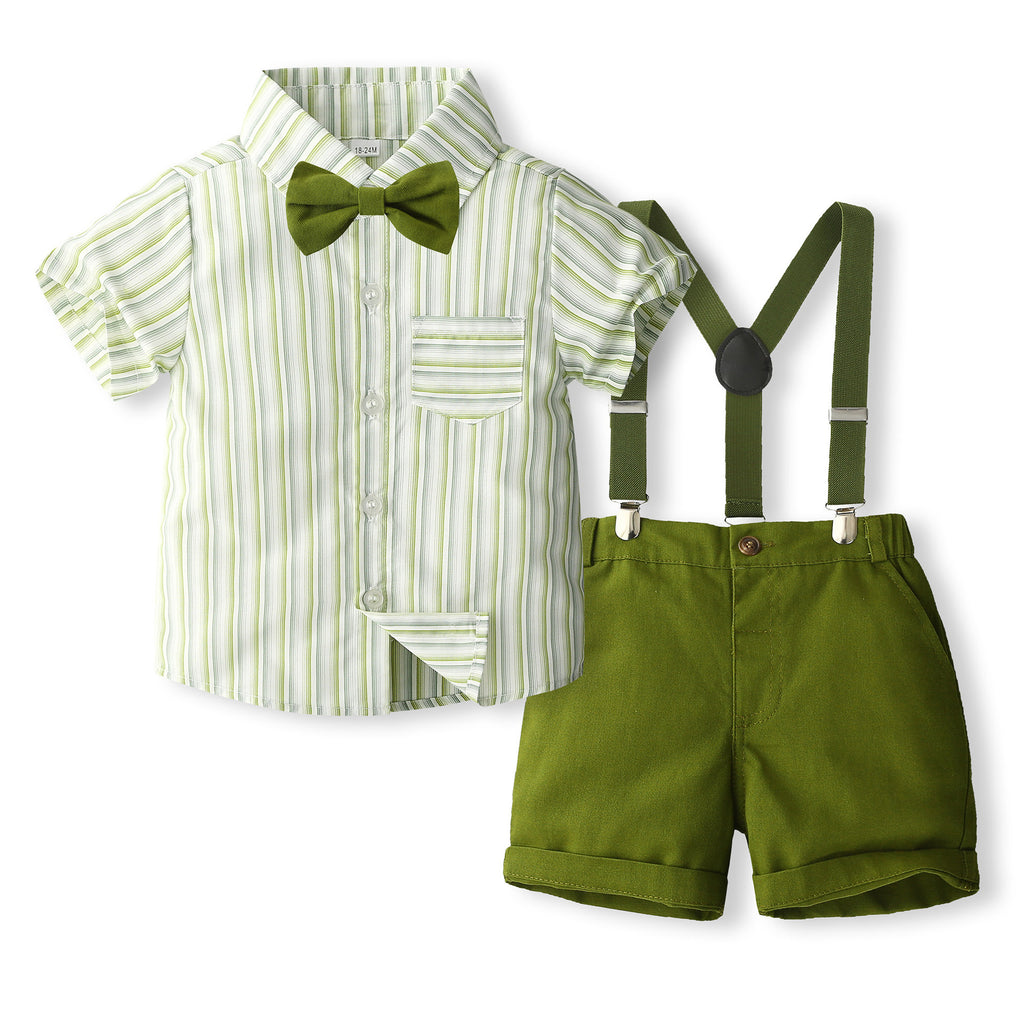 Ensemble deux pièces garçon – Chemise rayée & Short style Gentleman