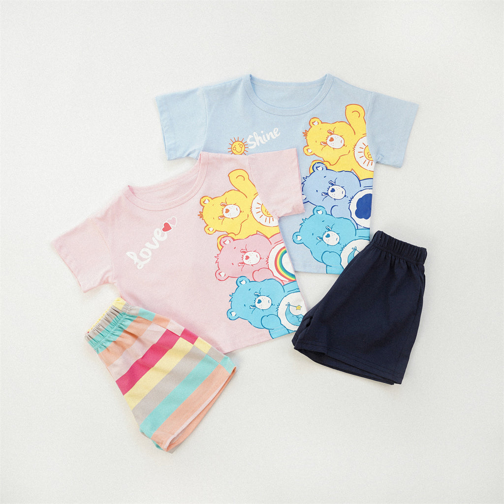 Ensemble Enfant Manches Courtes – Haut Cartoon & Short Style Coréen