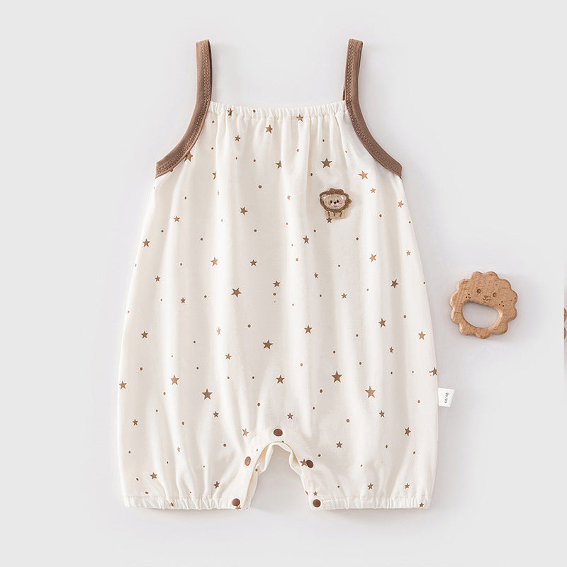Barboteuse à Bretelles Bébé Été – Combinaison Sans Manches Motifs Mignons
