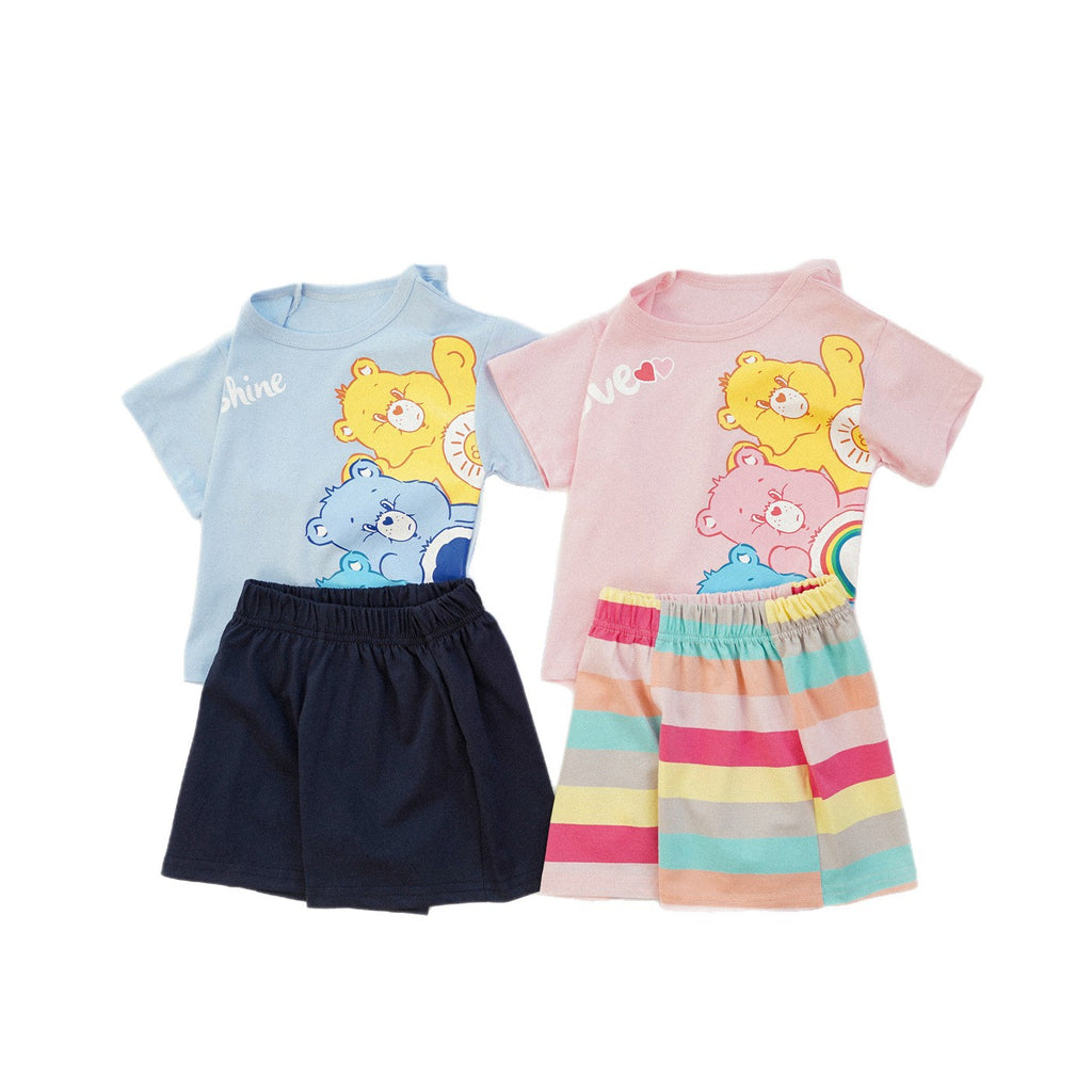 Ensemble Enfant Manches Courtes – Haut Cartoon & Short Style Coréen