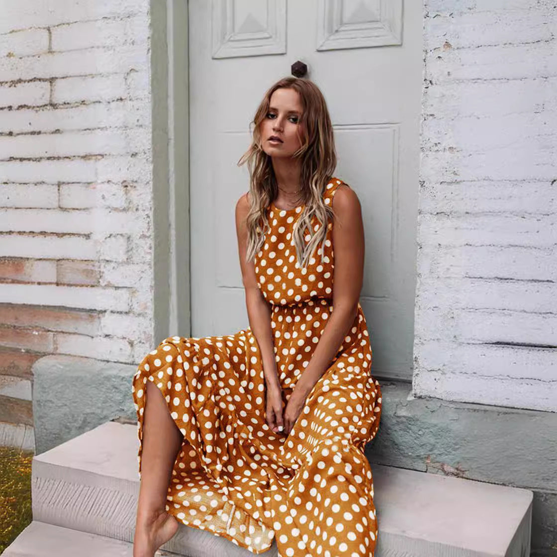 Robe longue à pois — Douceur & Féminité