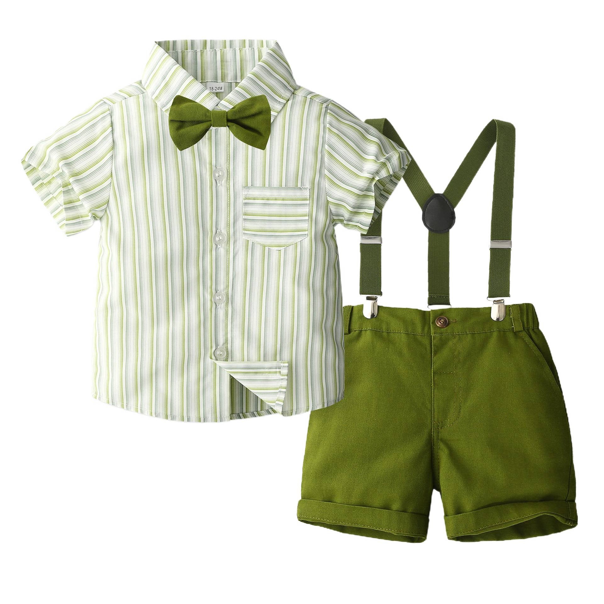 Ensemble deux pièces garçon – Chemise rayée & Short style Gentleman