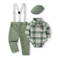 Ensemble Bébé Style Gentleman – Combinaison & Salopette À Carreaux Vintage