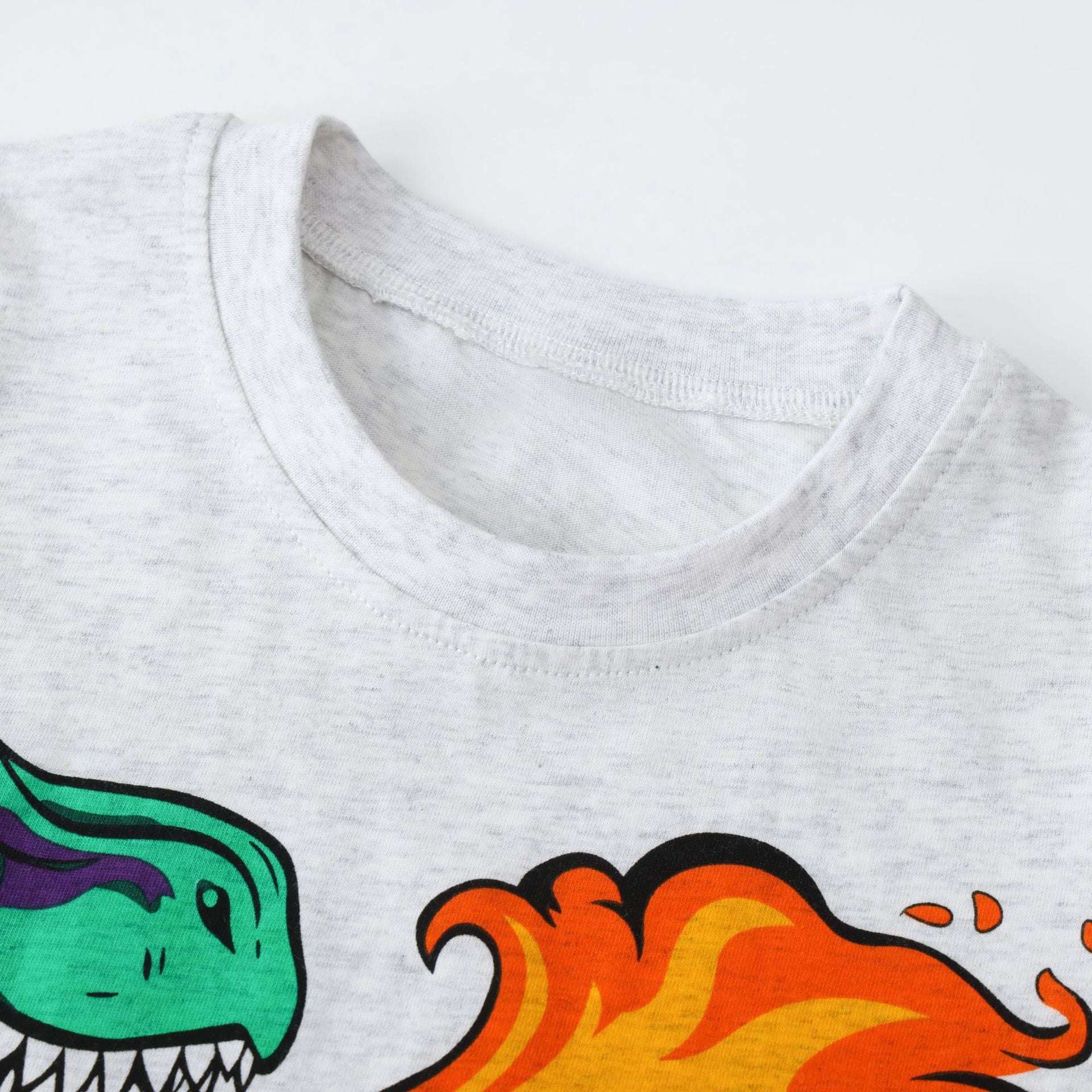 T-shirt Dinosaure Enfant – Manches Courtes Col Rond en Coton