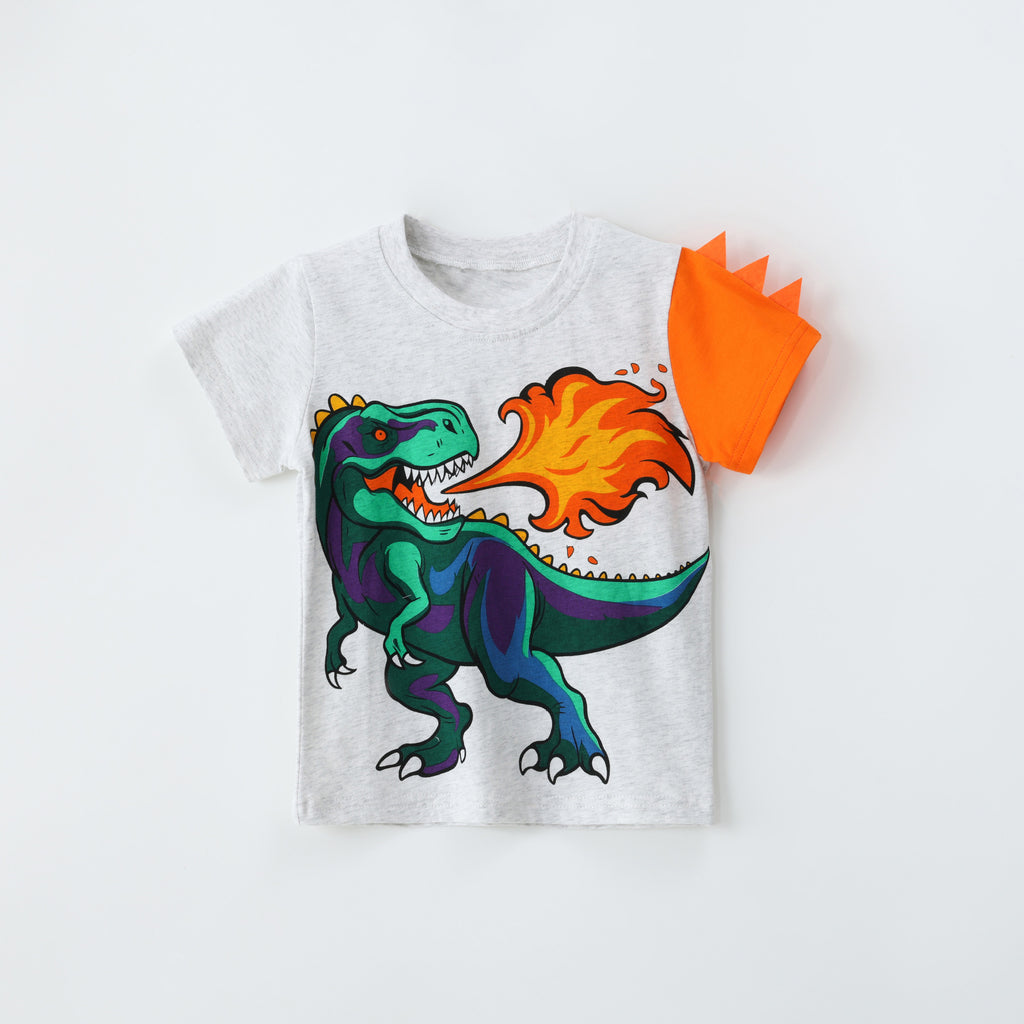 T-shirt Dinosaure Enfant – Manches Courtes Col Rond en Coton