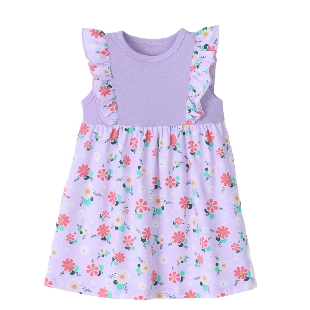 Style Floral Print Sleeveless Patchwork A-line Children's Dress