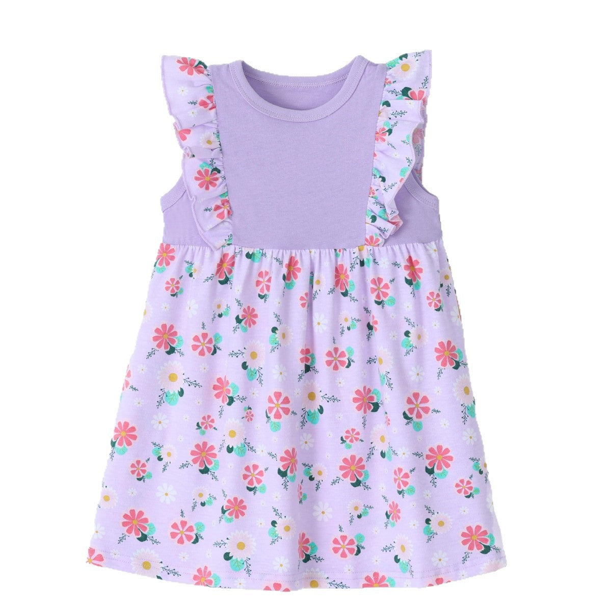 Style Floral Print Sleeveless Patchwork A-line Children's Dress