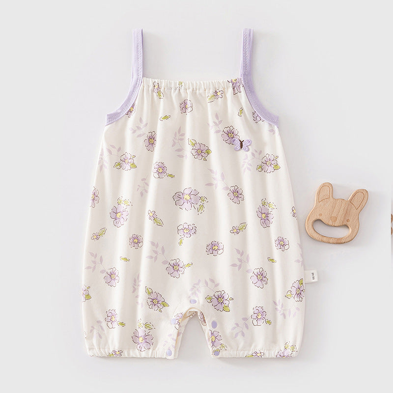 Barboteuse à Bretelles Bébé Été – Combinaison Sans Manches Motifs Mignons