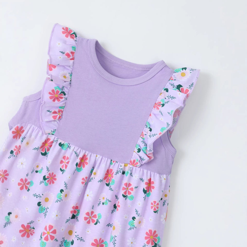 Style Floral Print Sleeveless Patchwork A-line Children's Dress