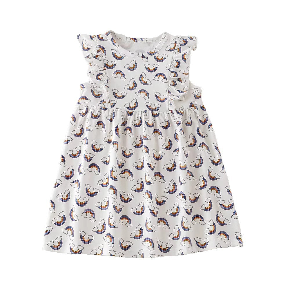 Robe Princesse Fille – Dentelle Cartoon Col Rond Style Élégant