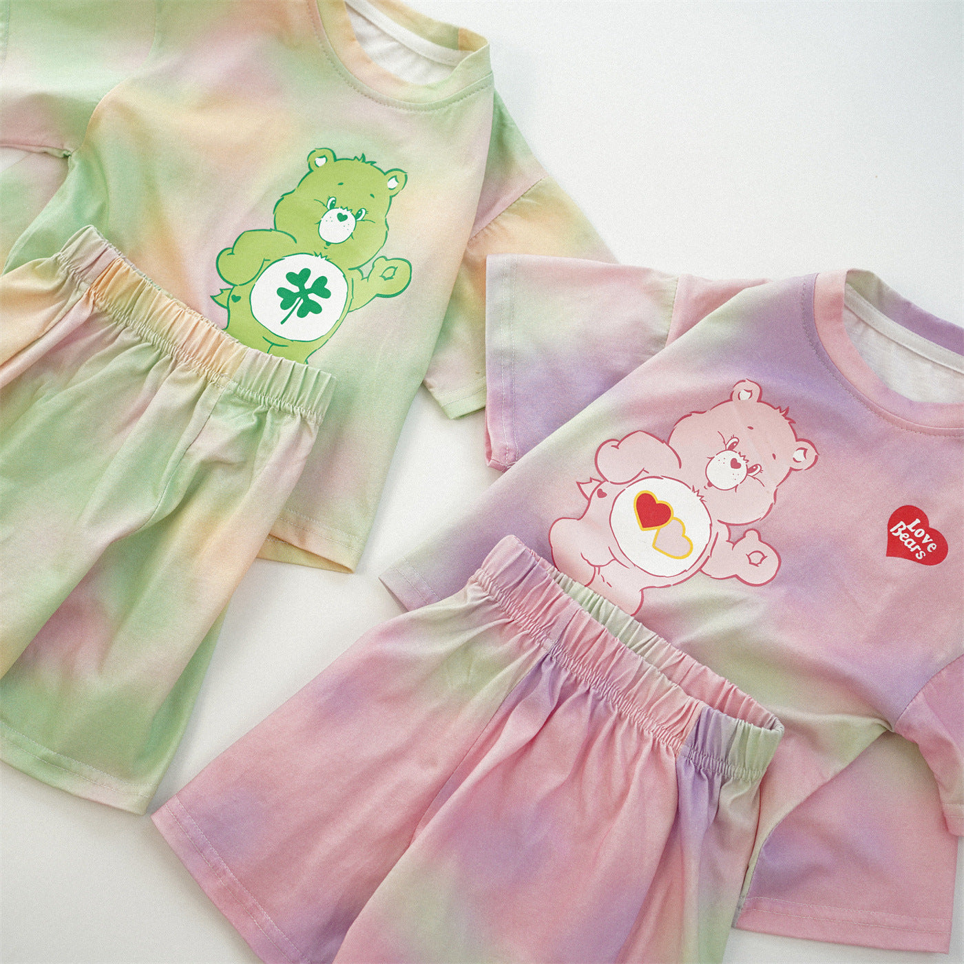 Rainbow Bear short sleeved shorts two pieces