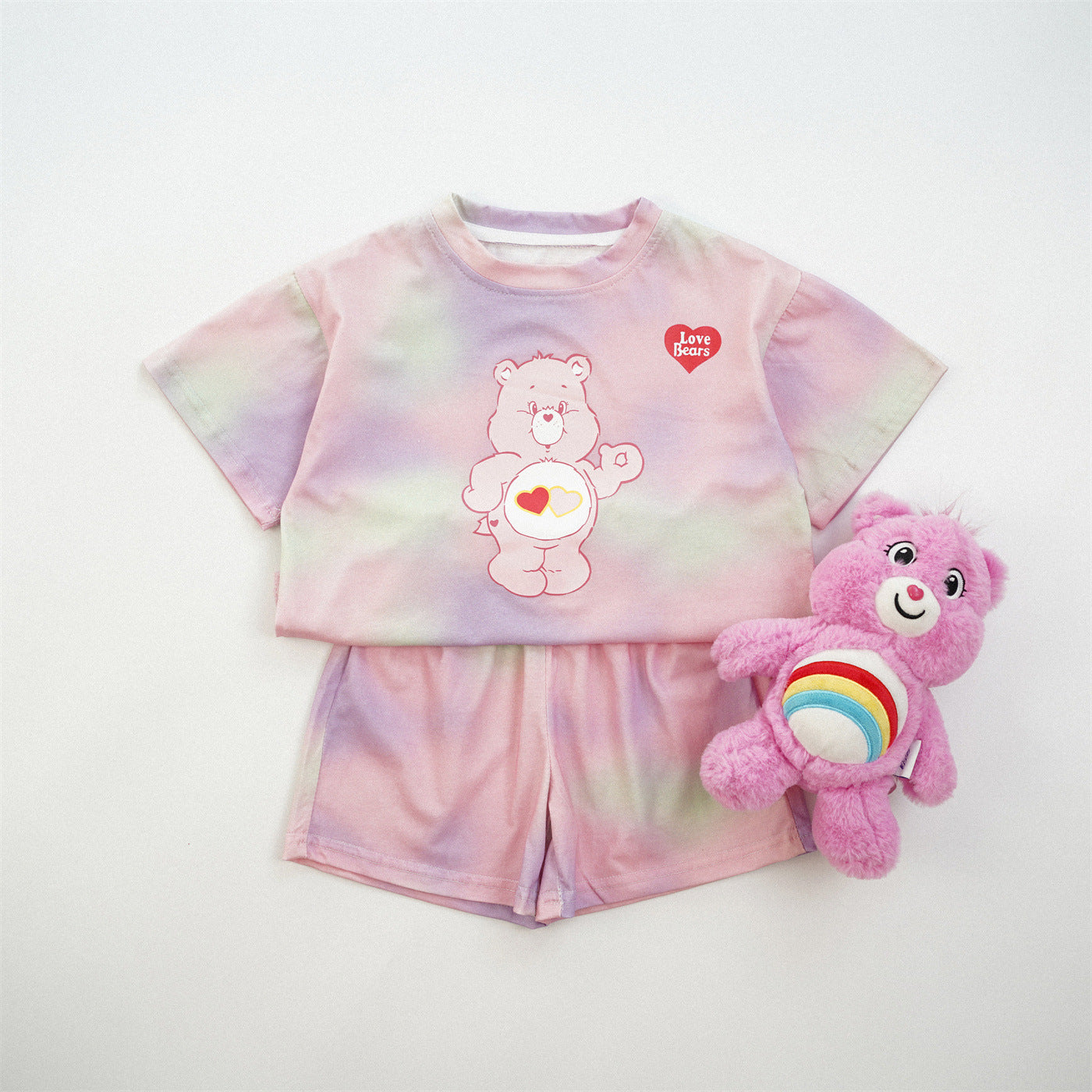 Rainbow Bear short sleeved shorts two pieces