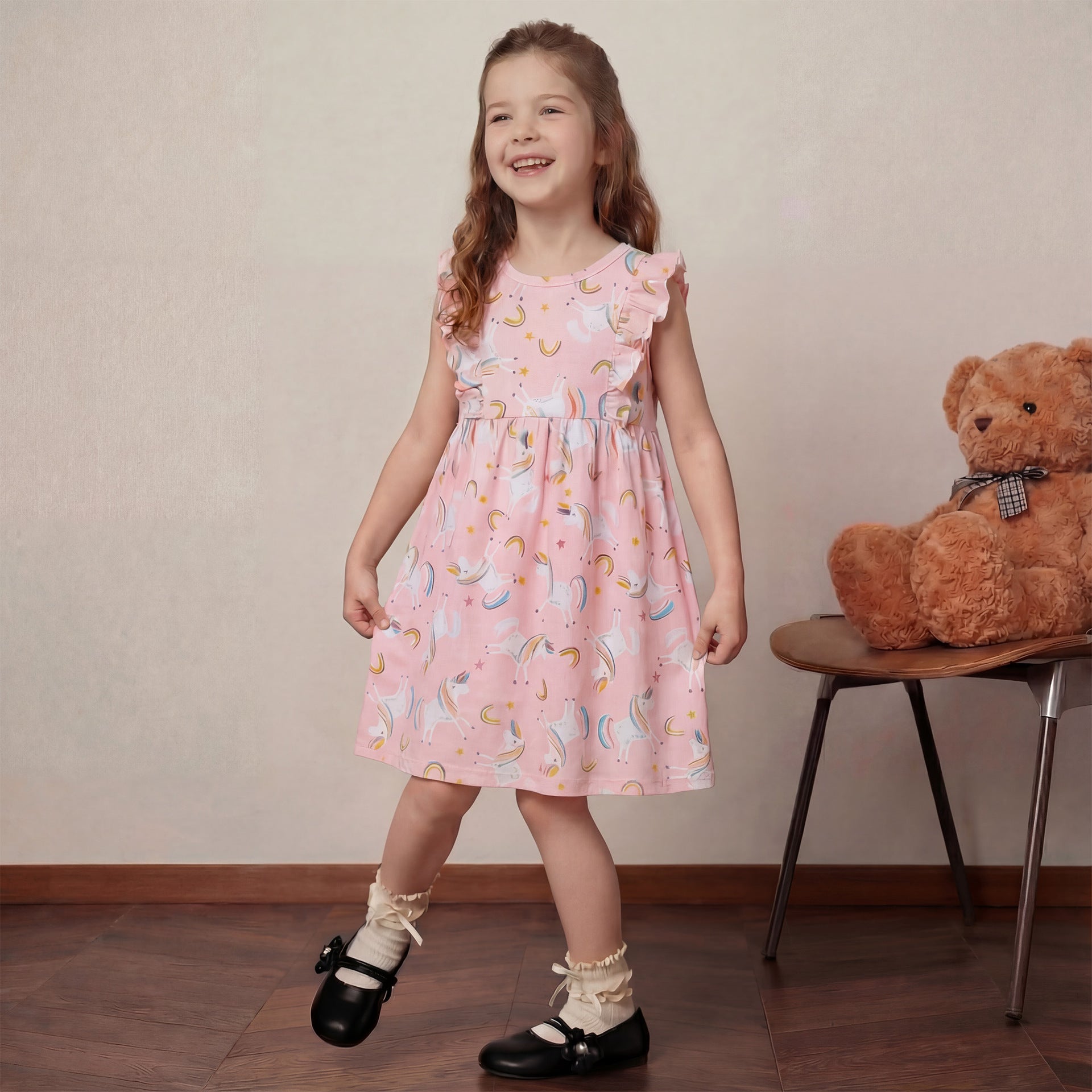 Style Cartoon Lace Sleeveless Round Neck Princess Dress