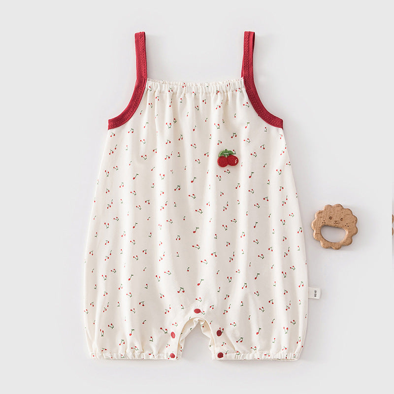 Barboteuse à Bretelles Bébé Été – Combinaison Sans Manches Motifs Mignons