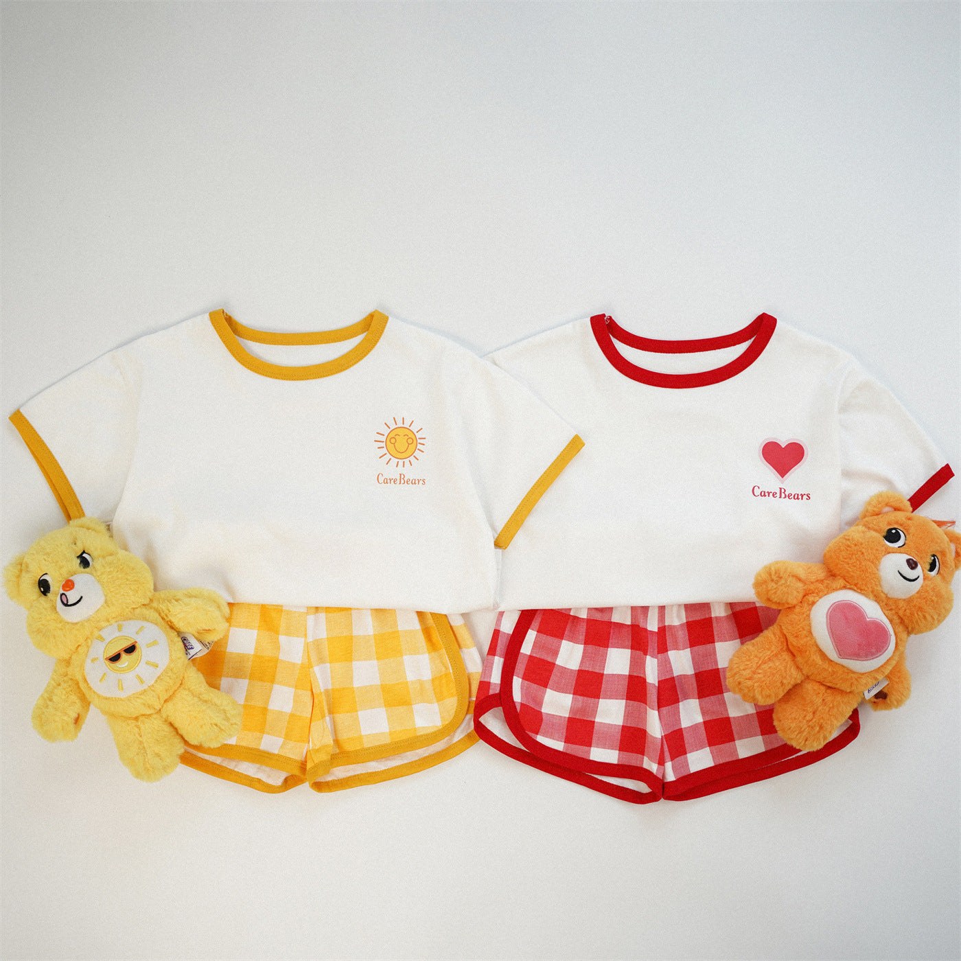 Ensemble Enfant à Carreaux Color Block – Haut & Short Été Style Coréen
