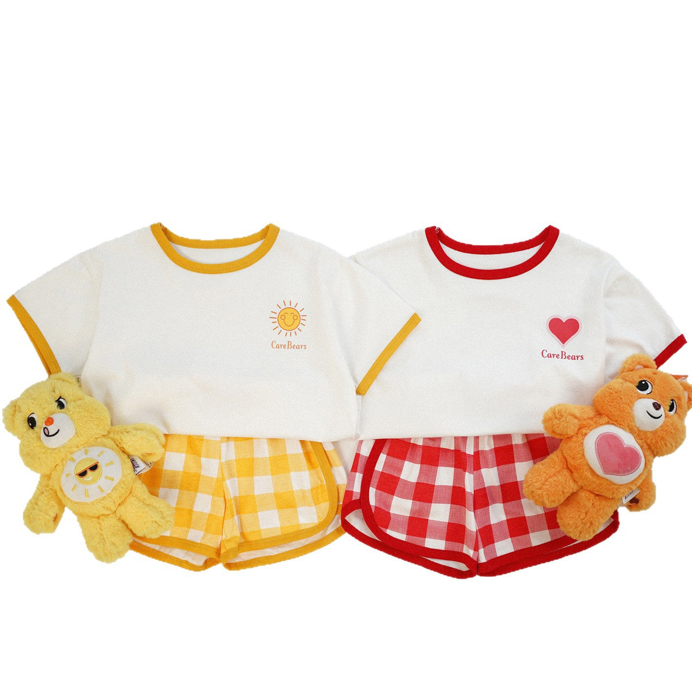 Ensemble Enfant à Carreaux Color Block – Haut & Short Été Style Coréen