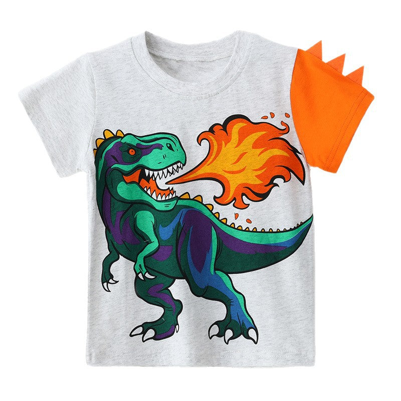 T-shirt Dinosaure Enfant – Manches Courtes Col Rond en Coton