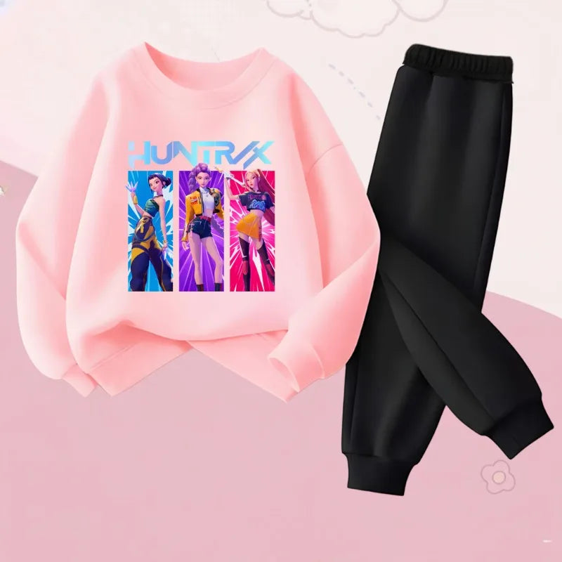 Ensemble Fille K-POP Cartoon - Sweat + Pantalon Printemps/Automne