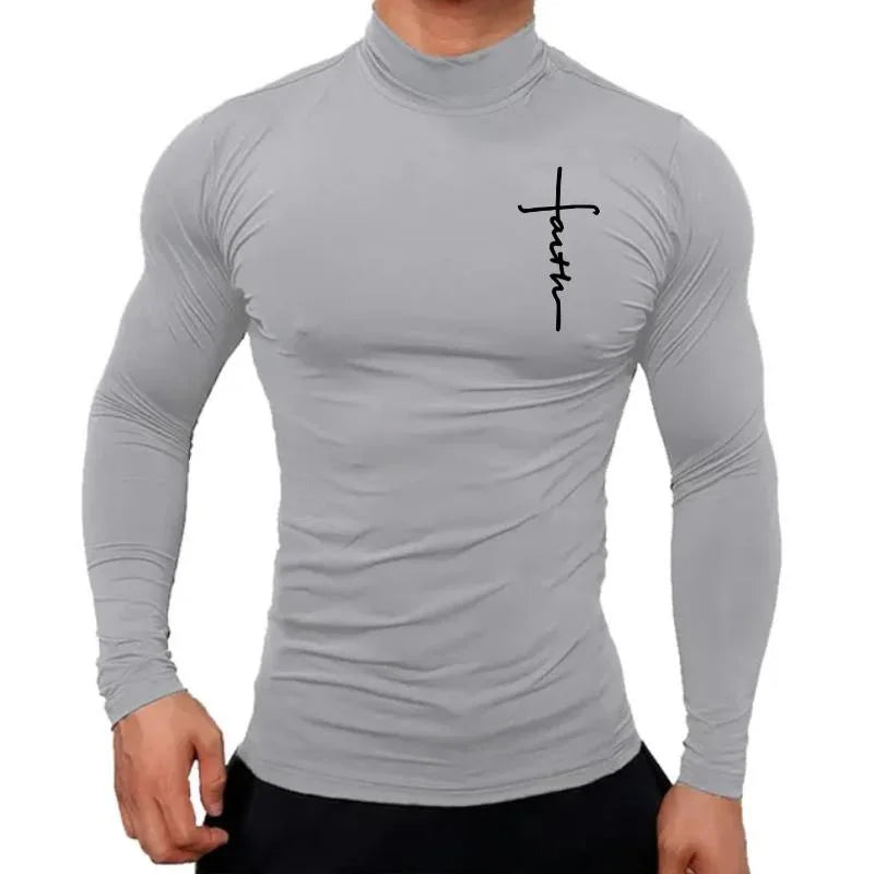 t-shirt fitness col montant homme