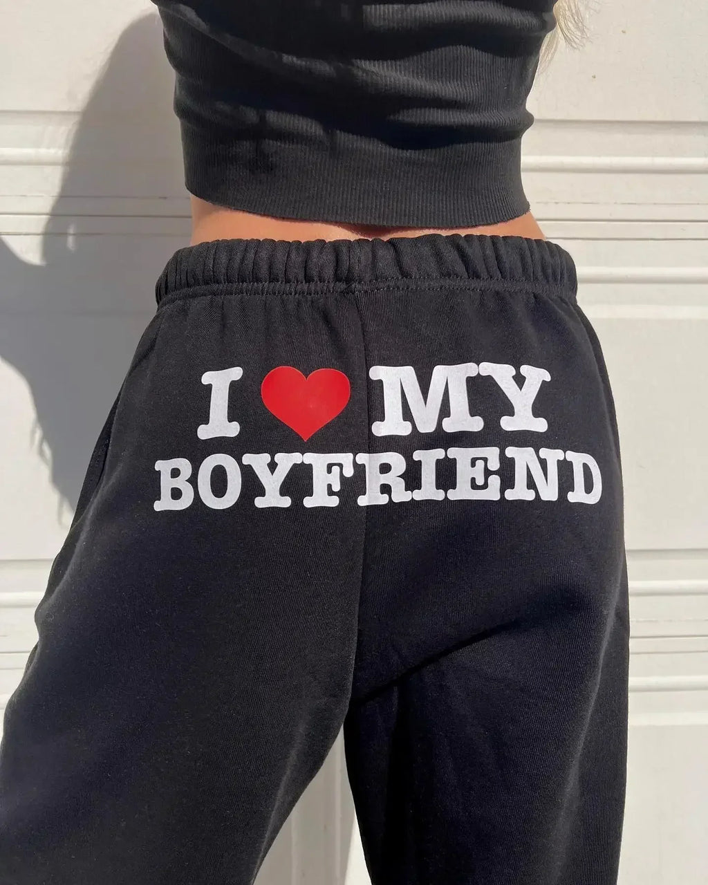 Pantalon Y2K I Love My Boyfriend - Jogging Baggy Taille Haute Vintage
