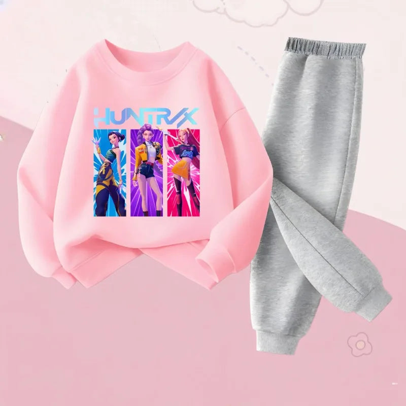 Ensemble Fille K-POP Cartoon - Sweat + Pantalon Printemps/Automne