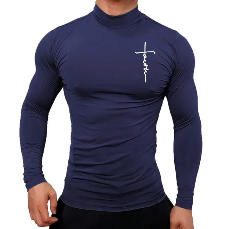 t-shirt fitness col montant homme