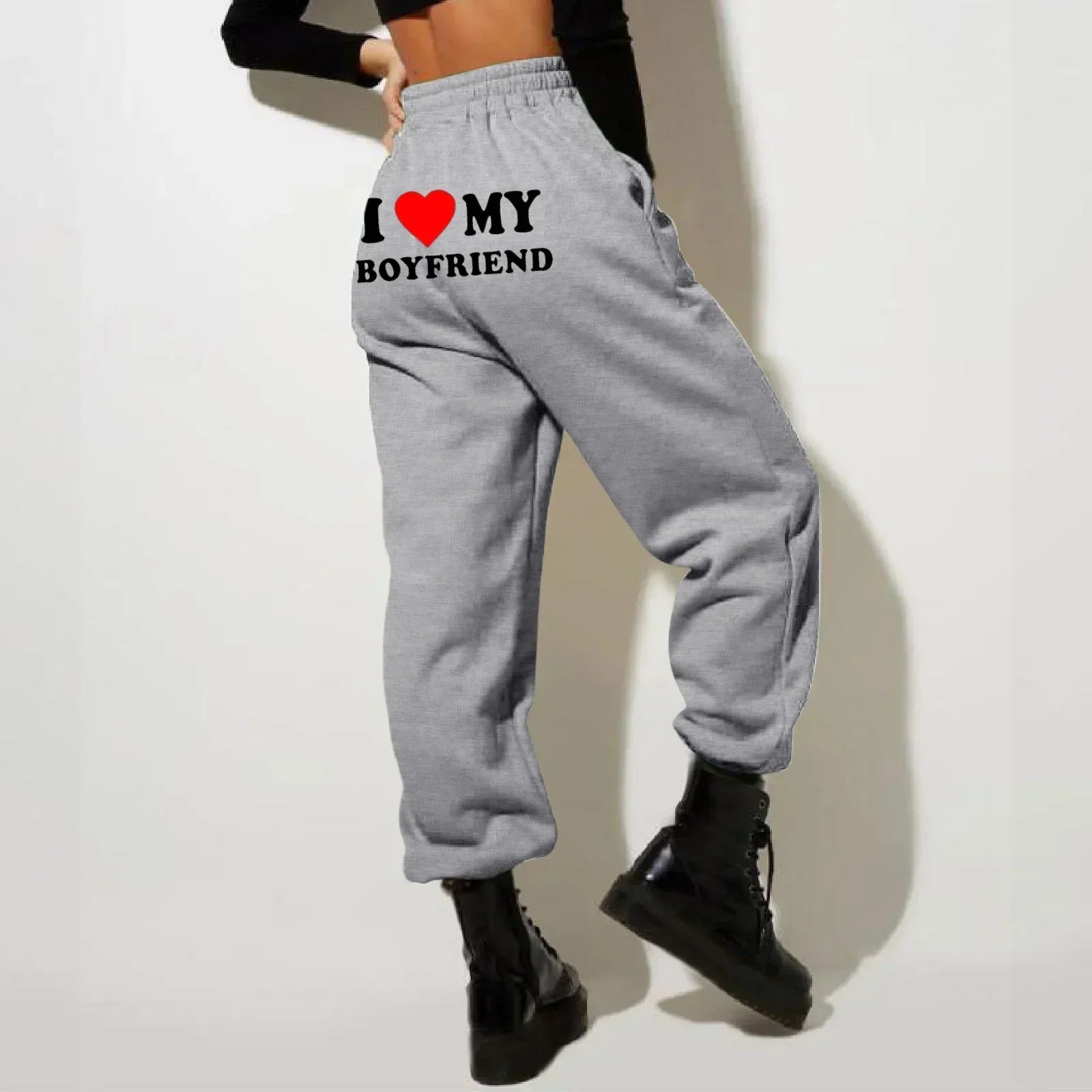 Pantalon Y2K I Love My Boyfriend - Jogging Baggy Taille Haute Vintage