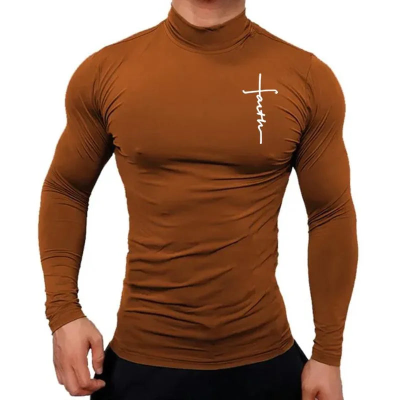 t-shirt fitness col montant homme