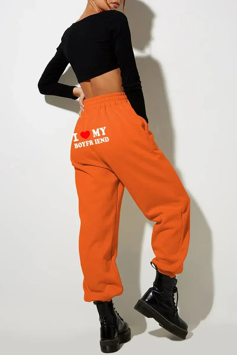 Pantalon Y2K I Love My Boyfriend - Jogging Baggy Taille Haute Vintage