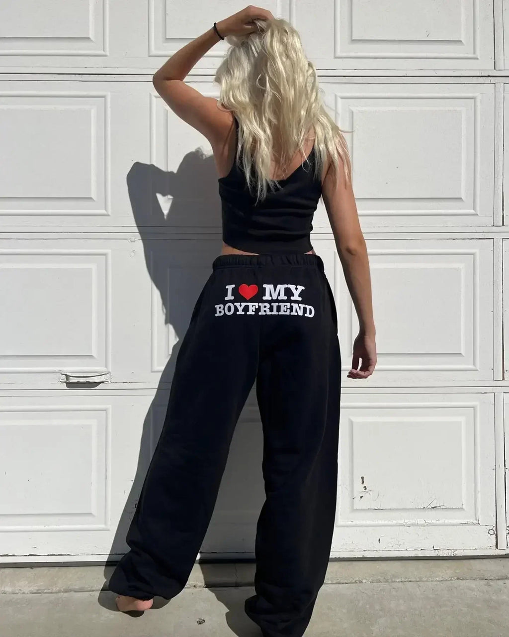 Pantalon Y2K I Love My Boyfriend - Jogging Baggy Taille Haute Vintage