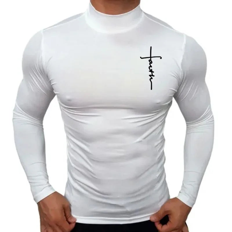 t-shirt fitness col montant homme