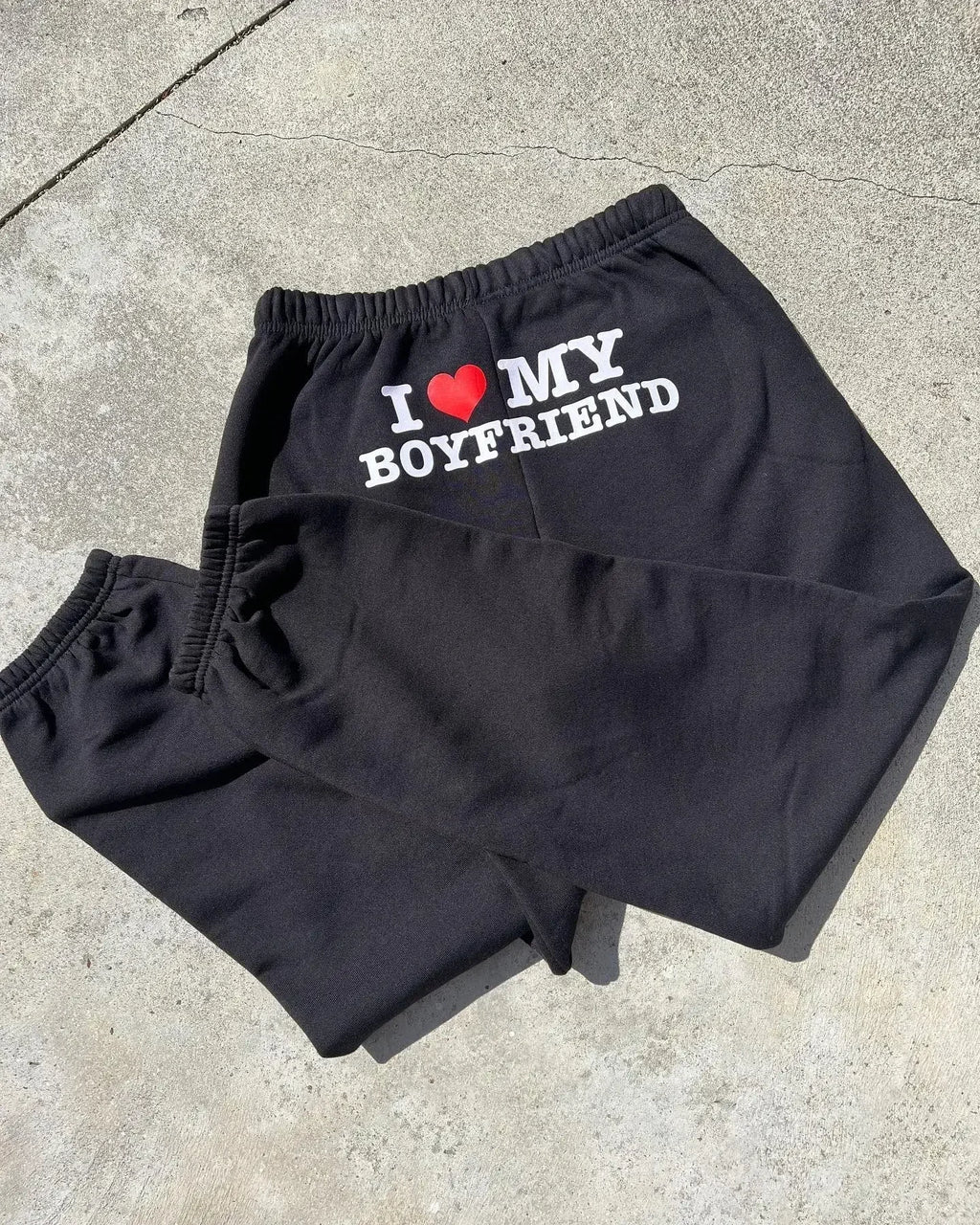 Pantalon Y2K I Love My Boyfriend - Jogging Baggy Taille Haute Vintage